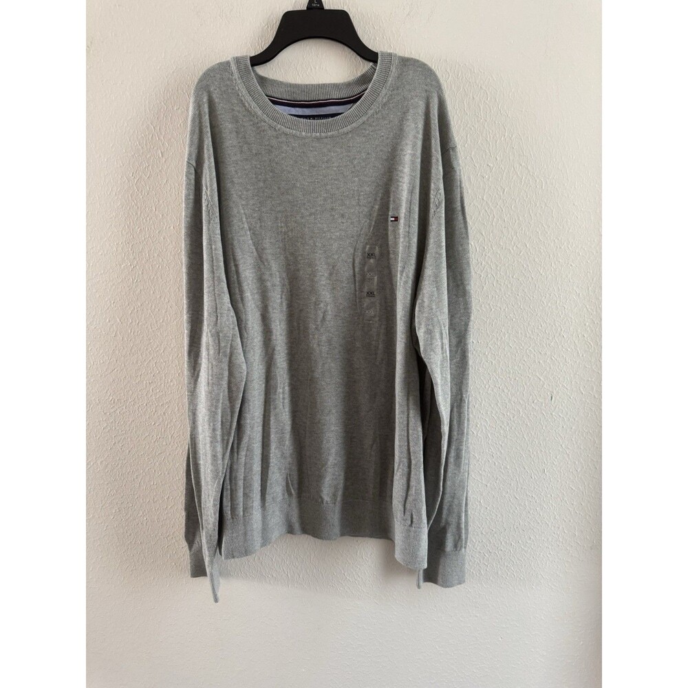 Tommy Hilfiger Pullover light Sweater Mens Size XXL Gray core Long Sleeves - Picture 5 of 15